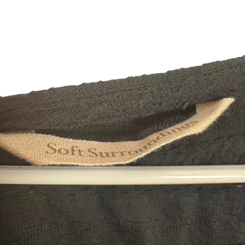 Soft SurroundingsWomens L Black Textured Henley 3/4Sleeve Casual Scoop NeckTop - Picture 3 of 6